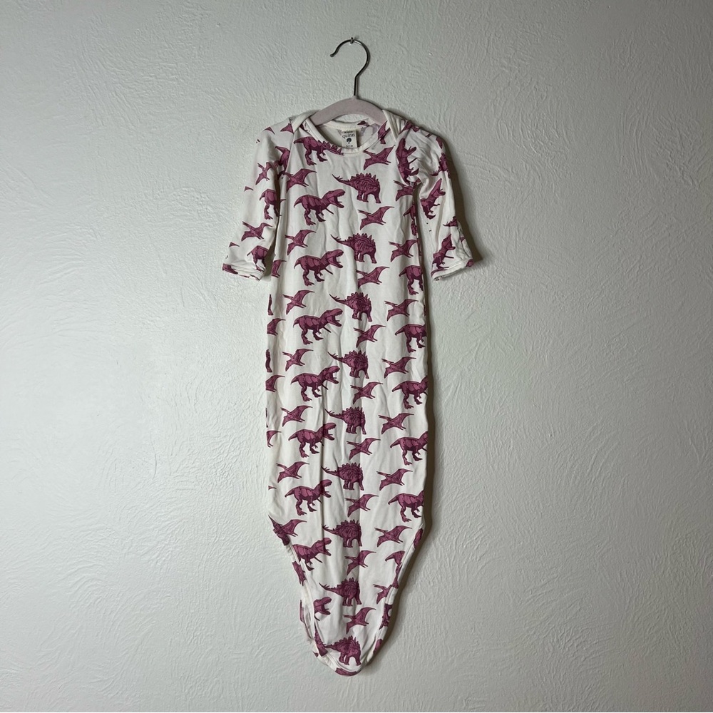 Kate Quinn Baby Sleep Gown Dinosaur Print Bamboo Long Sleeve Stretch Size 0-3M
